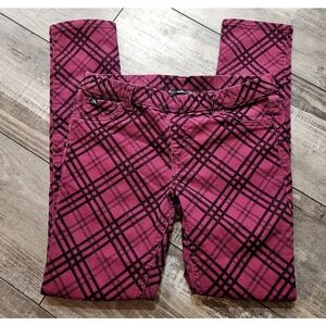 Jordache Red/Purple and Black Velvet Plaid Girls' Leggings Size L (10-12)